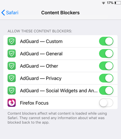 Adblock preferences iOS