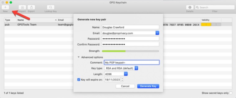 creating a GPG Keychain